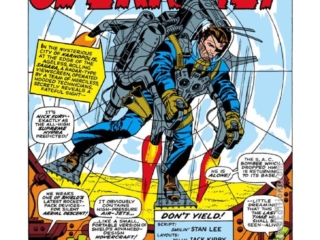 Nick Fury from Strange Tales #151, pg. 1; layouts, Jack Kirby; pencils and inks, Jim Steranko; Overkill splash page, Nick Fury, Agent of SHIELD, S.H.I.E.L.D., Stan Lee