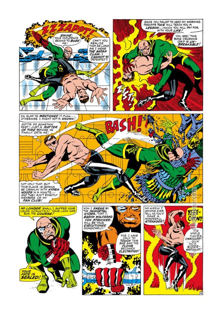Nick Fury from Strange Tales #158, pg. 4; pencils and inks, Jim Steranko; Agent of SHIELD, S.H.I.E.L.D., Baron Strucker, Hydra