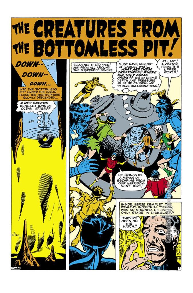 Strange Tales #68, pg. 7; "The Creature From the Bottomless Pit!"; Stan Lee/Steve Ditko/Atlas Era suspense