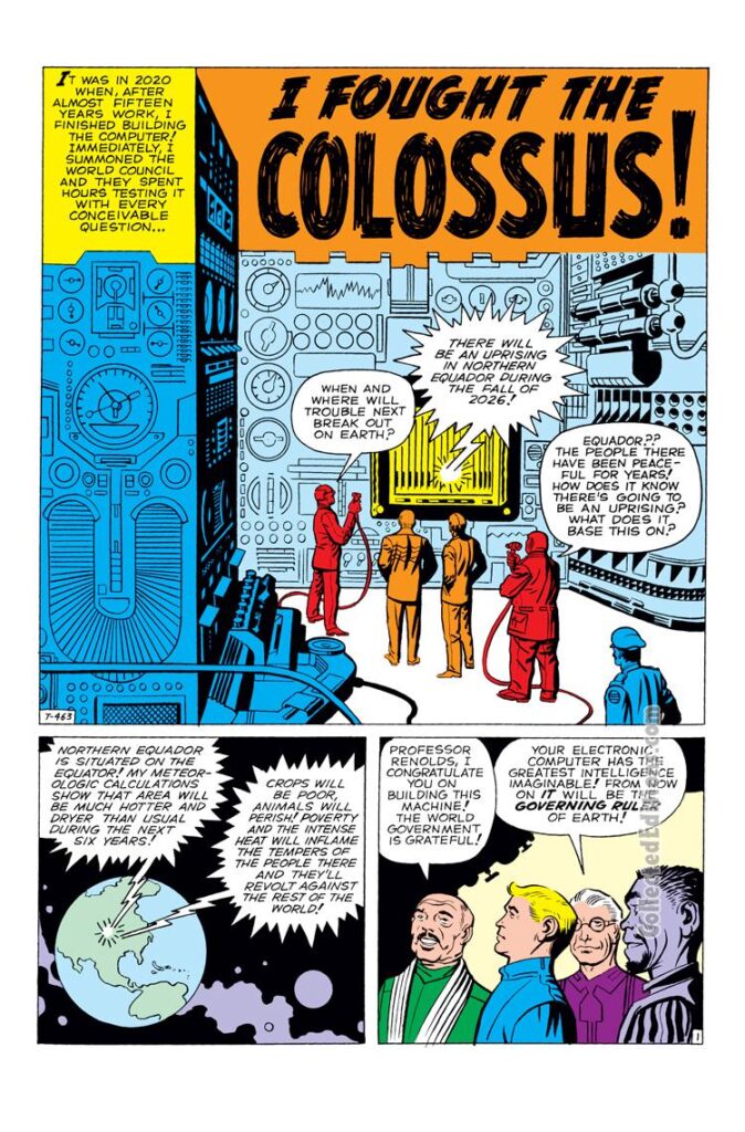 Strange Tales #72. "I Fought the Colossus!", pg. 1. Jack Kirby