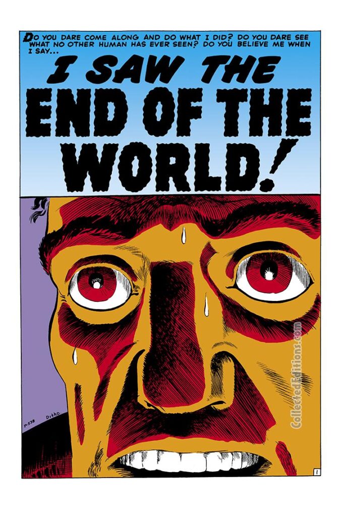 Strange Tales #73, pg. 7; "I Saw the End of the World!"; Steve Ditko/Atlas Era horror/suspense/Twlight Zone/Ooter Limits