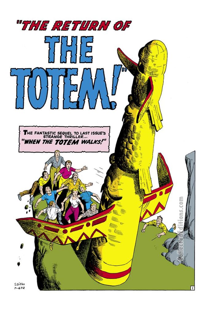 Strange Tales #75, pg. 8; "The Return of the Totem!"; Stan Lee/Steve Ditko/Larry Lieber/Masters of Suspense/Terrible Totem/Native American Indian mythology/totem pole