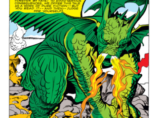 Strange Tales #83. "From Out of the Black Pit Came...Grogg!", pg. 1. Giant monsters Marvel Jack Kirby