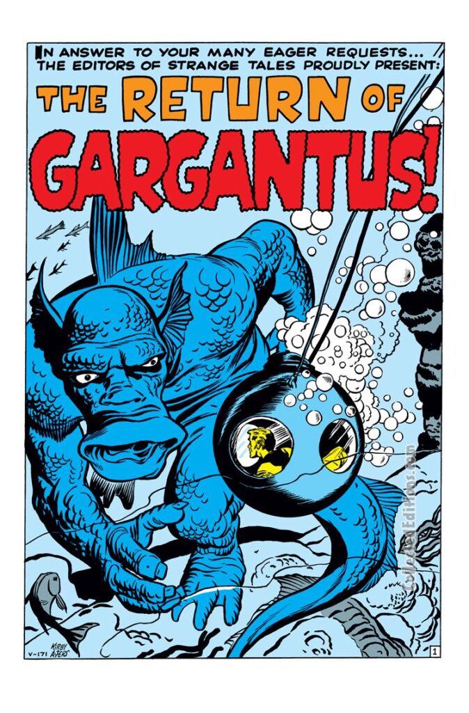 Strange Tales #85. "The Return of Gargantus!", pg. 1. Stan Lee Jack Kirby Atlas Era monsters