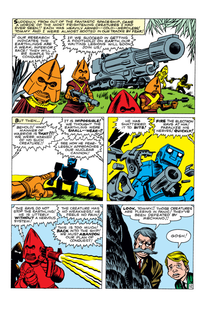 Strange Tales #86. "I Created Mechano!", pg. 12. Monsters Omnibus
