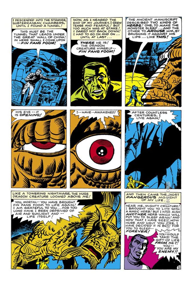 Strange Tales #89. "Fin Fang Foom!", pg. 5. Marvel dragon, Stan Lee/Jack Kirby.