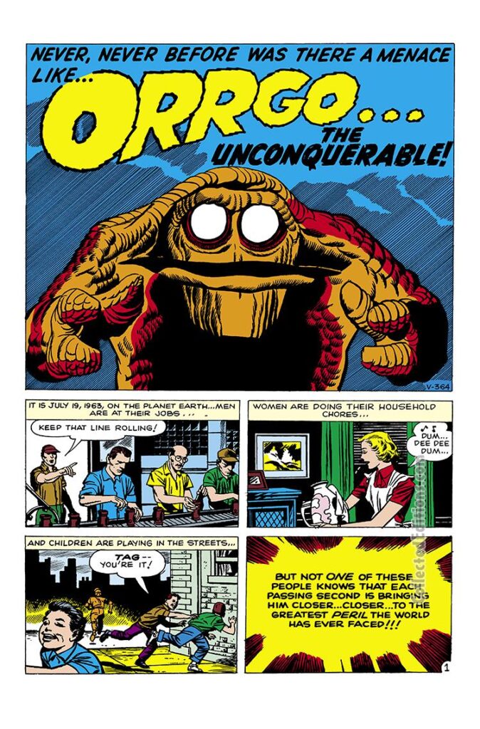 Strange Tales #90. "Orrgo...The Unconquerable!", pg. 1. Stan Lee Jack Kirby monsters