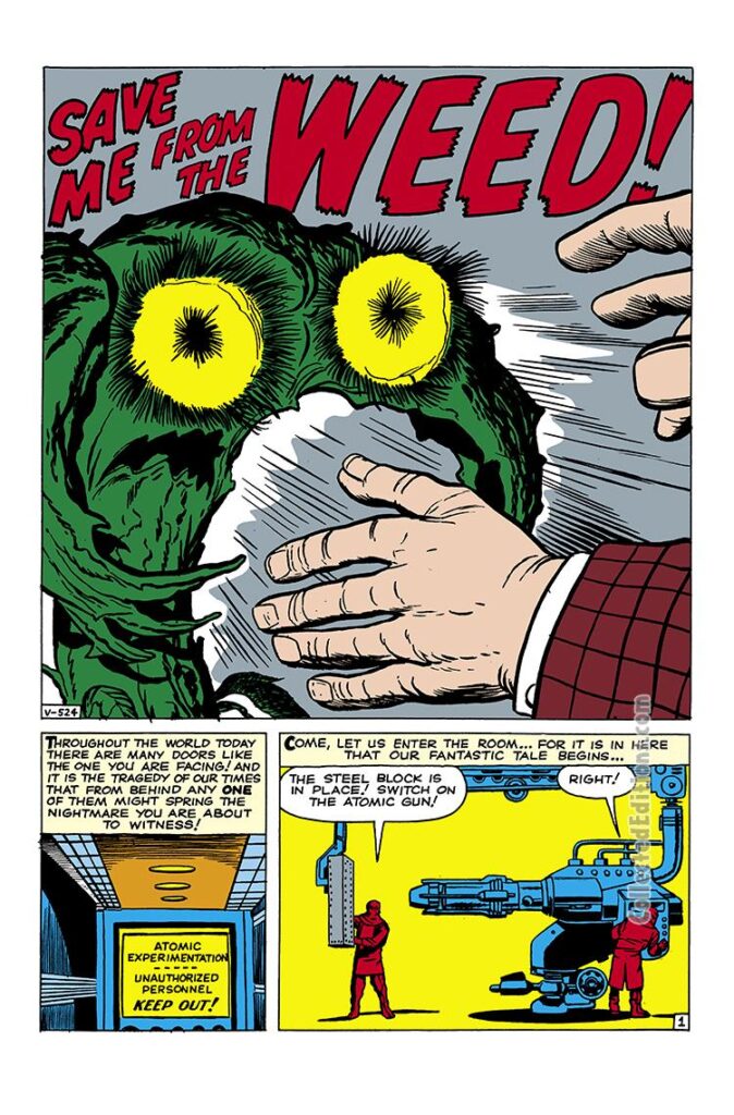 Strange Tales #94. "Save Me From the Weed!", pg. 1. Marvel monsters Stan Lee