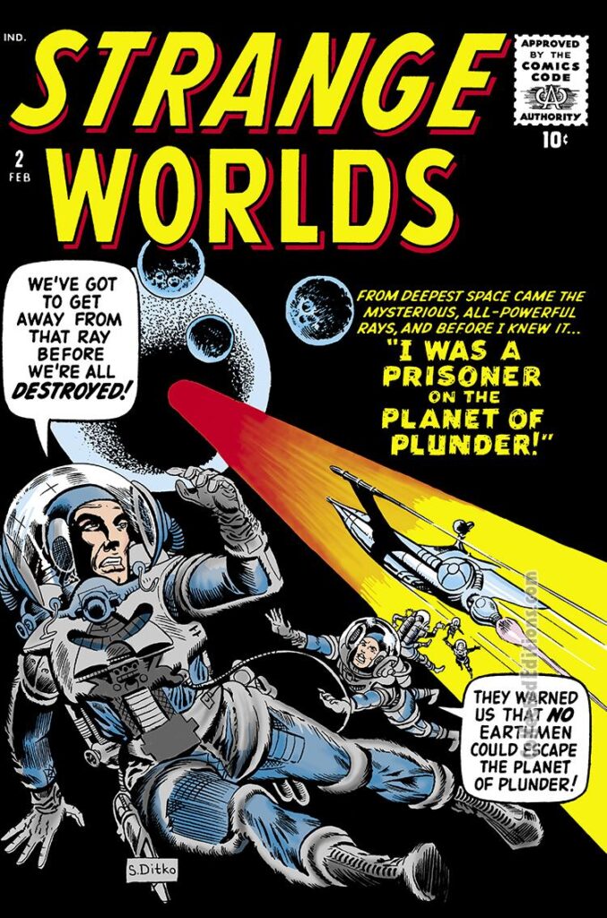 Strange Worlds #2 cover; Steve Ditko, Atlas Era sci-fi
