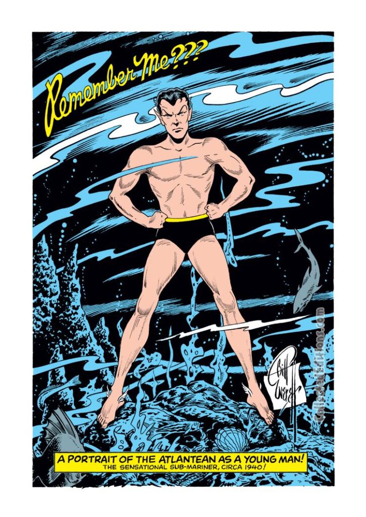 Sub-Mariner Annual #1, pinup by Bill Everett, Namor, Remember Me?, A Portrait of the Atlantean as a Young Man, circa 1940