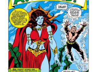 Sub-Mariner #4, pg. 1; pencils, John Buscema; inks, Frank Giacoia; Who Strikes for Atlantis, Prince Namor, splash page, Lady Dorma