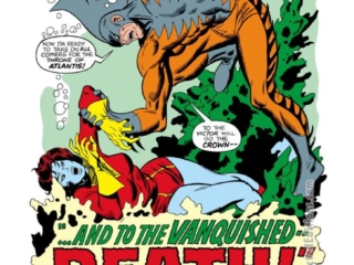 Sub-Mariner #6, pg. 1; pencils, John Buscema; inks, Dan Adkins; Lady Dorma; Tiger Shark, And to the Vanquished Death