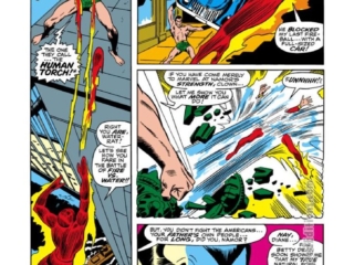 Sub-Mariner #8, pg. 7; pencils, John Buscema; inks, Dan Adkins; Human Torch