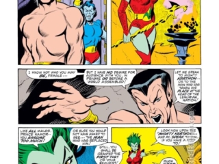Sub-Mariner #32, pg. 6; pencils, Sal Buscema; inks, Jim Mooney; Llyra, Empress of Lemuria, Namor