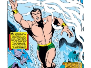 Sub-Mariner #33, pg. 1; pencils, Sal Buscema; inks, Jim Mooney; Come the Cataclysm, Roy Thomas, splash page