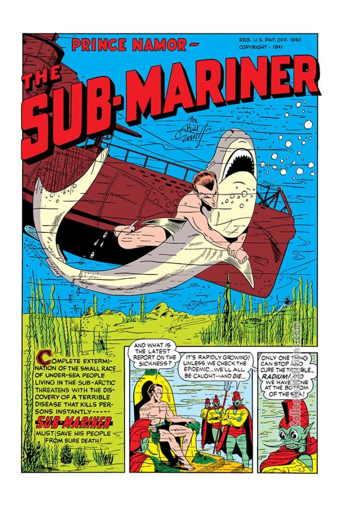 Sub-Mariner Comics #1, pg. 22; "Prince Namor, the Sub-Mariner", Bill Everett, ruler of Atlantis, Radium