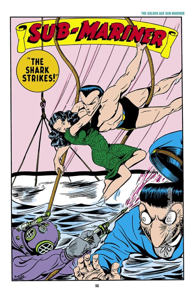 Sub-Mariner Comics #23, pg. 1; &quot;The Shark Strikes!&quot;; Bill Everett/Prince Namor/Golden Age supervillain/Timely Marvel