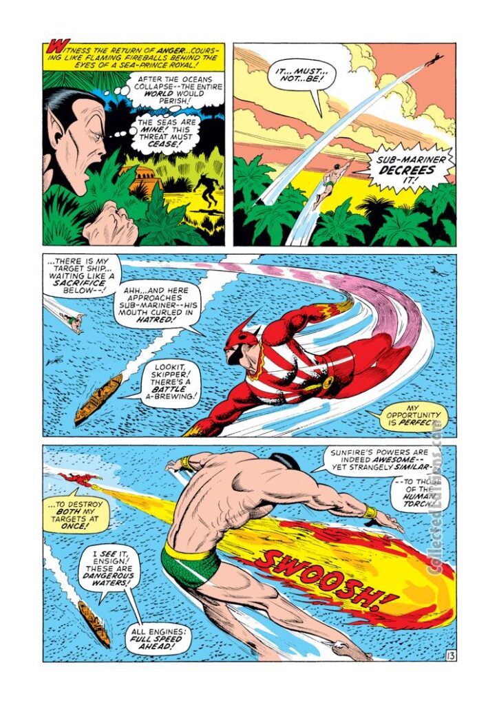 Sub-Mariner #52, pg. 13; pencils and inks, Bill Everett; Sunfire, Namor