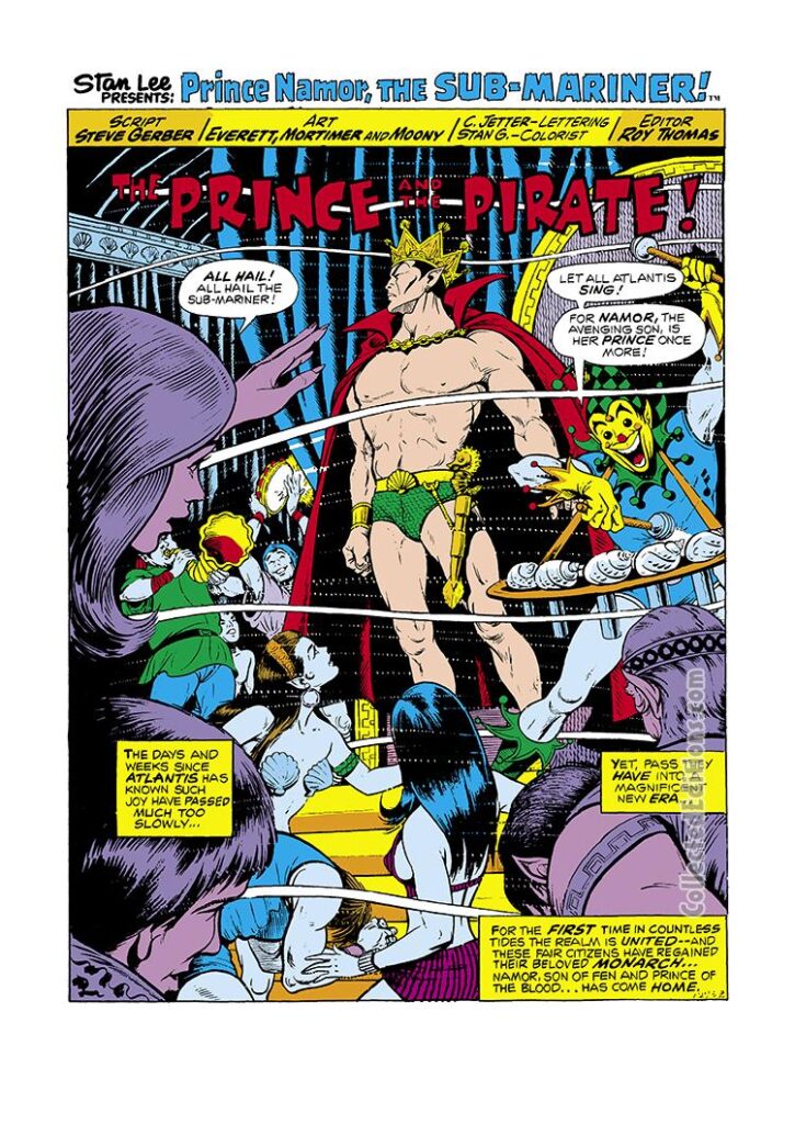 Sub-Mariner #61, pg. 1; pencils and inks, Bill Everett; A Prince and the Pirate, Bill Everett's last comic issue, Atlantis, Prince Namor