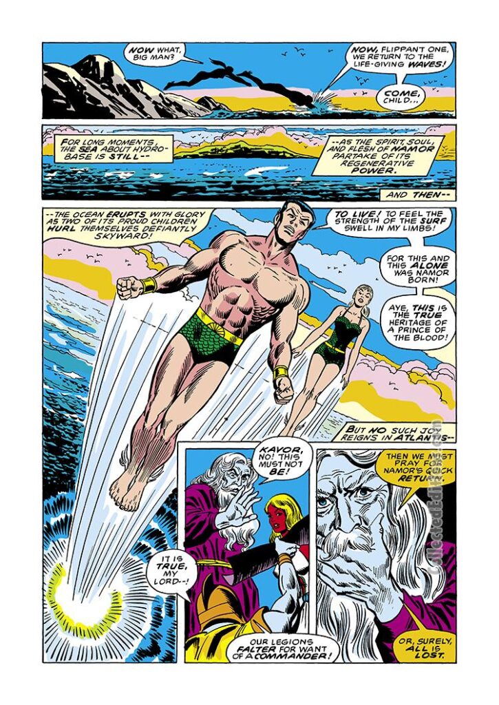 Sub-Mariner #62, pg. 10; pencils, Sam Kweskin; inks, Frank Giacoia, Joe Sinnott; Namorita, Kavor