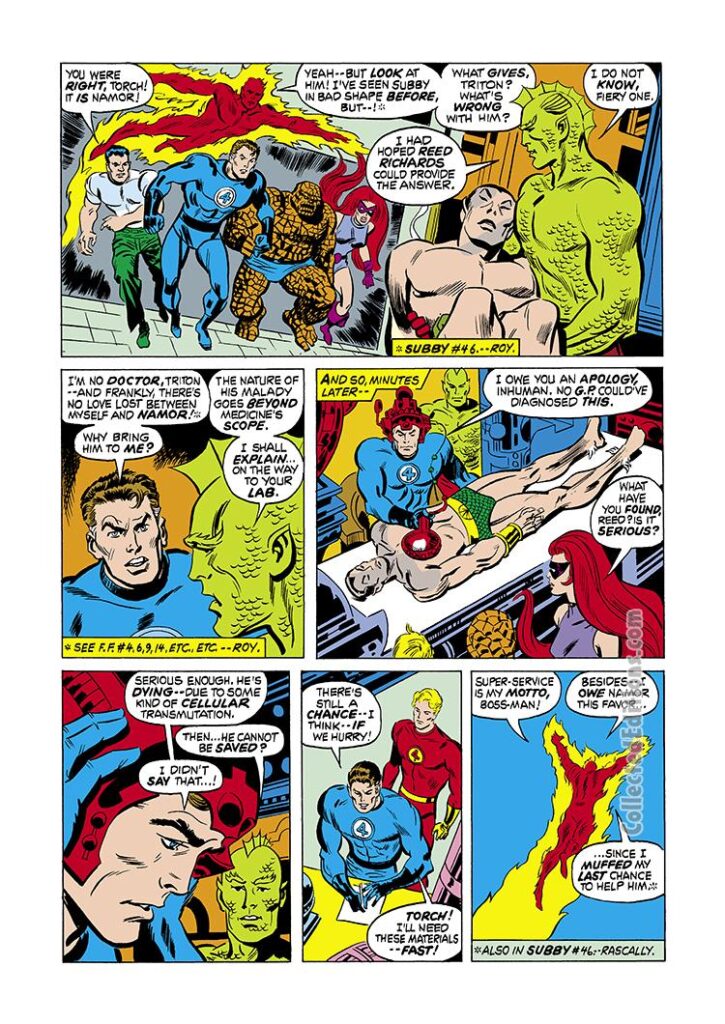 Sub-Mariner #67, pg. 9; pencils, Don Heck; inks, Frank Bolle; Reed Richards, Fantastic Four