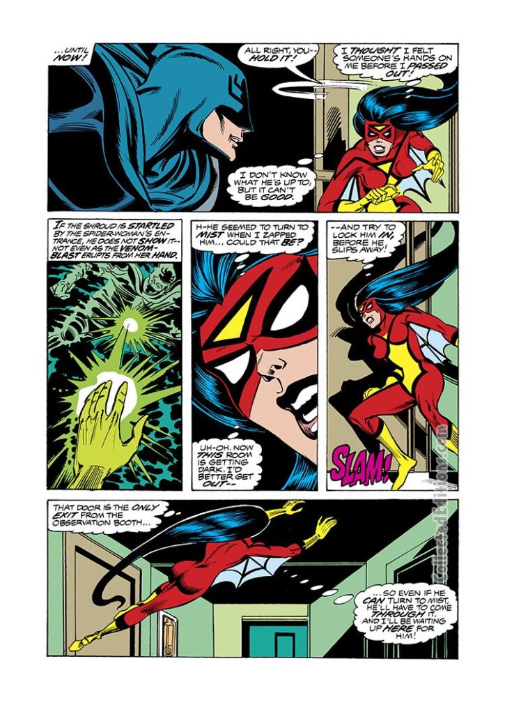 Spider-Woman #13, pg. 14; pencils, Carmine Infantino; The Shroud