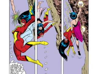 Spider-Woman #17, pg. 14; pencils, Carmine Infantino; Jessica Drew, Mark Gruenwald
