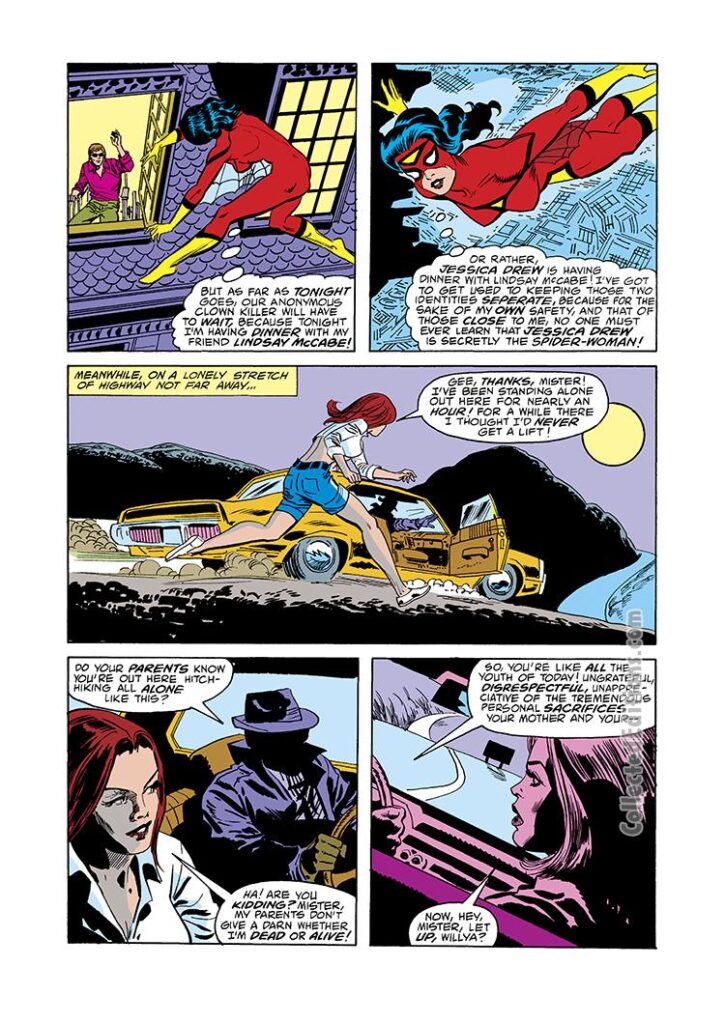 Spider-Woman #22, pg. 2; pencils, Frank Springer; Jessica Drew