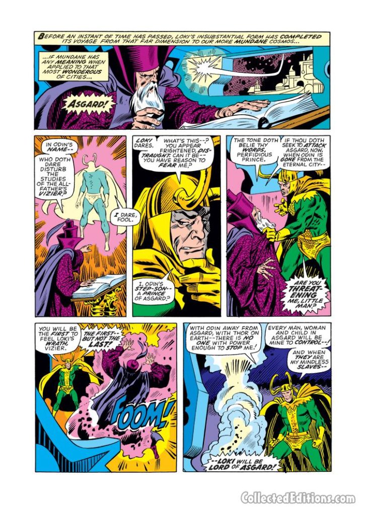 Thor #233, pg. 3; pencils, John Buscema; inks, Chic Stone; Loki