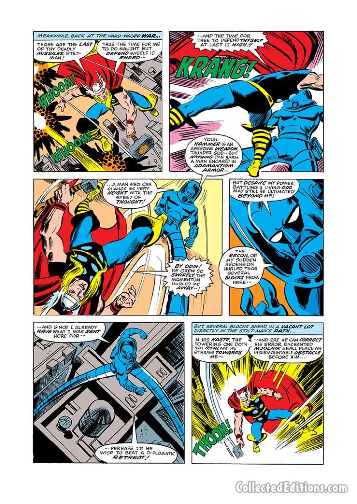 Thor #269, pg. 14; pencils, Walter Simonson; inks, Tony DeZuniga; Stilt-Man