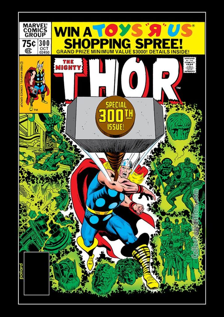 Thor #300 cover; pencils and inks, Keith Pollard; Anniversary issue
