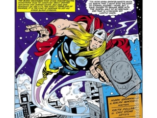 Thor #305, pg. 1; layouts, Keith Pollard; pencils and inks, Chic Stone; Hark the Herald Angel Lives, Mark Gruenwald, Ralph Macchio, splash page