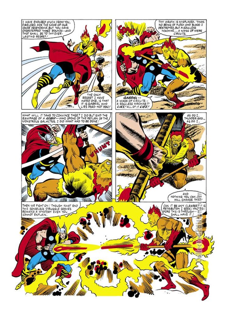 Thor #306, pg. 10; layouts, Keith Pollard; pencils and inks, Dave Simons; Thor vs. Firelord