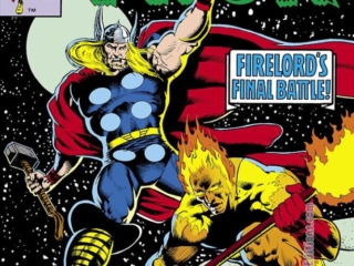 Thor #306 cover; pencils and inks, Keith Pollard; Firelord's final battle, Galactus herald