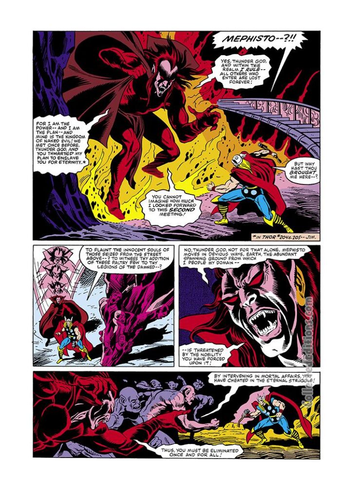 Thor #310, pg. 12; layouts, Keith Pollard; pencils and inks, Gene Day; Mephisto vs. Thor in Hell