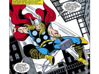 Thor #311, pg. 1; layouts, Keith Pollard; pencils and inks, Gene Day; Grief More than a God May Bear, splash page, Doug Moench