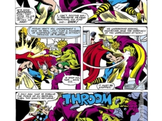 Thor #314, pg. 11; layouts, Keith Pollard; pencils and inks, Pablo Marcos; Moondragon, Drax the Destroyer
