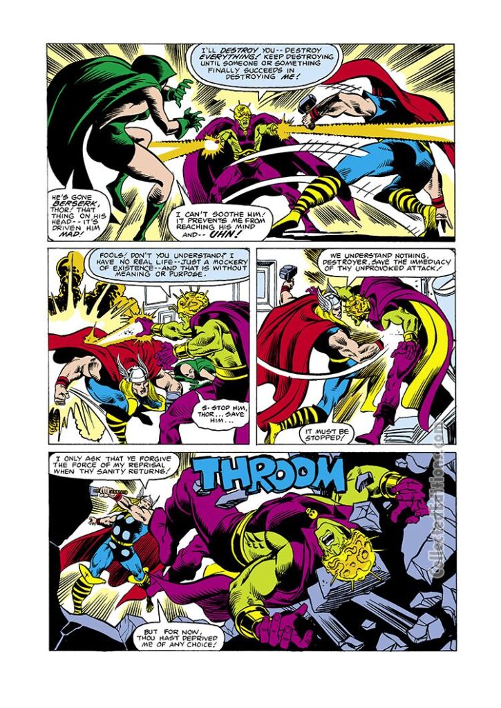 Thor #314, pg. 11; layouts, Keith Pollard; pencils and inks, Pablo Marcos; Moondragon, Drax the Destroyer