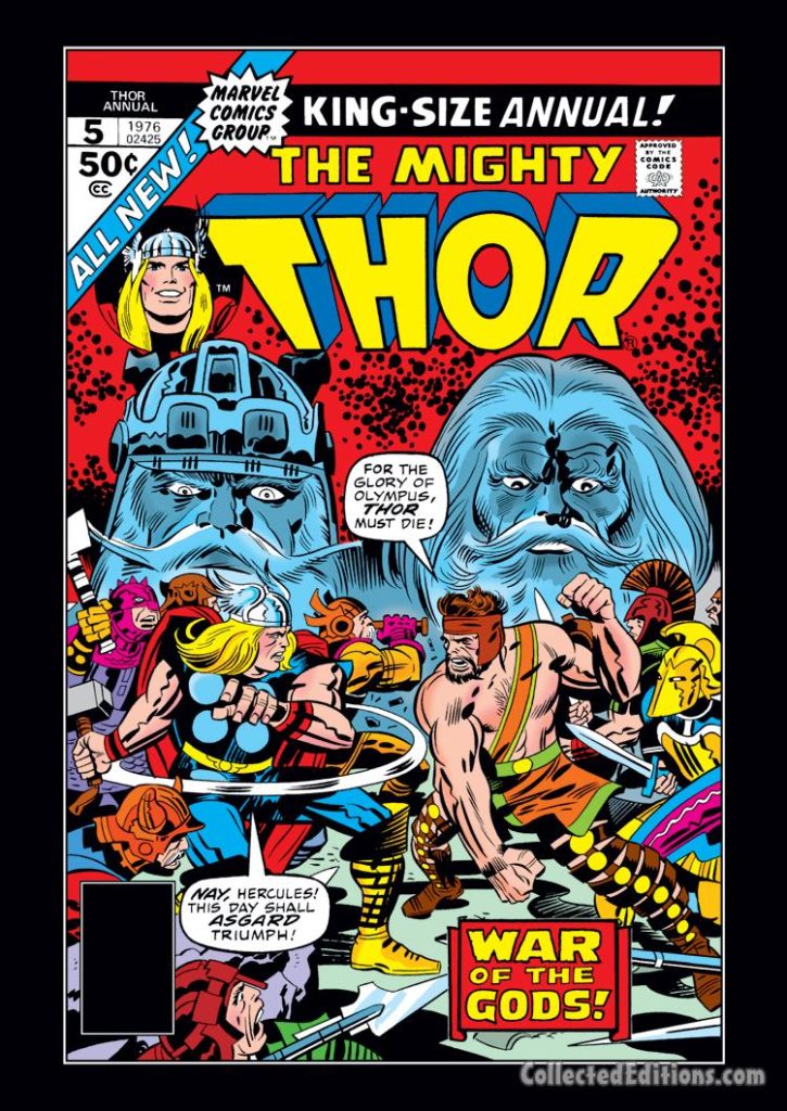Thor Annual #5 cover; pencils, Jack Kirby; vs. Hercules