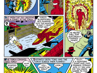 Human Torch Comics #3, pg. 8; "The Human Torch and Toro the Flaming Kid, Part I", Carl Burgos