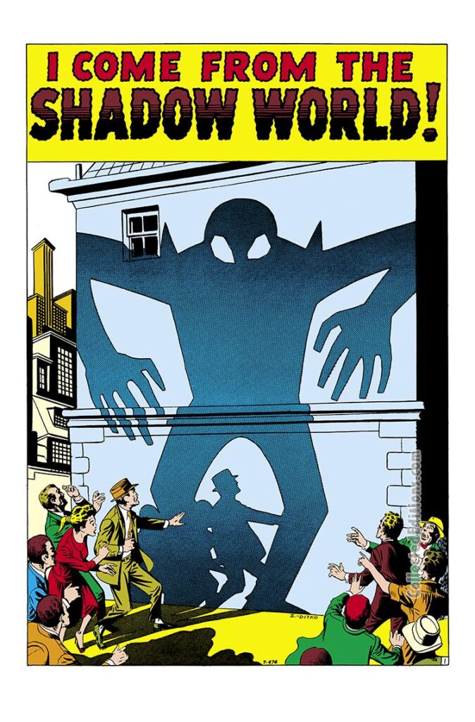 Tales of Suspense #7, pg. 1; "I Come from the Shadow World!"; Steve Ditko/psychedelic