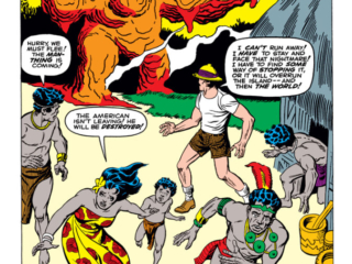 Tales of Suspense #7. "I Fought the Molten Man-Thing!", pg. 1. Stan Lee Jack Kirby