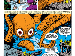Tales of Suspense #8. "Monstro...the Menace From the Murky Depths!", pg. 1. Jack Kirby giant octopus monsters/Atlas Era
