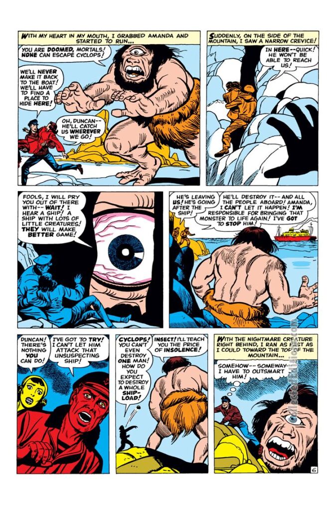 Tales of Suspense #10. "I Brought the Mighty Cyclops of Life!", pg. 6. Stan Lee