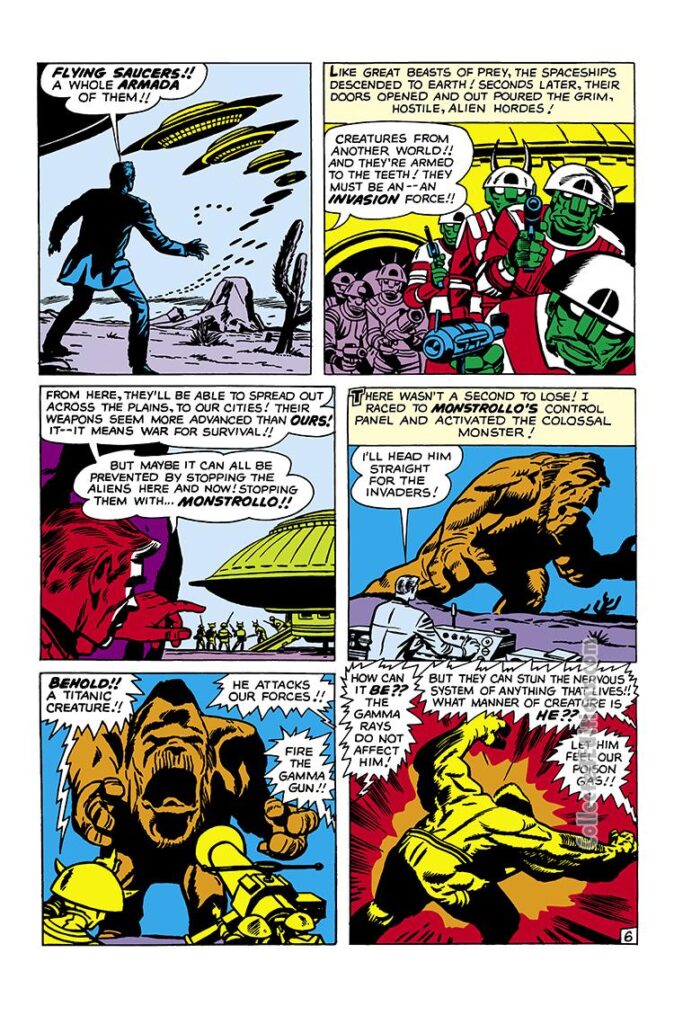 Tales of Suspense #25. "The Death of Monstrollo!", pg. 6. Jack Kirby Marvel monsters