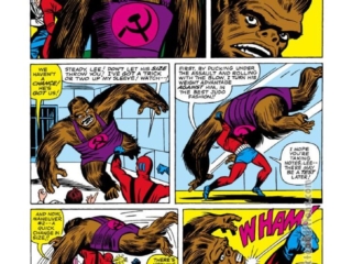 Tales to Astonish #60, pg. 8; pencils, Dick Ayers; inks, Paul Reinman; Ant-Man/Giant-Man/Hank Pym, Wasp, Janet Van Dyne, Soviet Union, hammer and sickle, East Berlin, Iron Curtain, Marvel Apes,