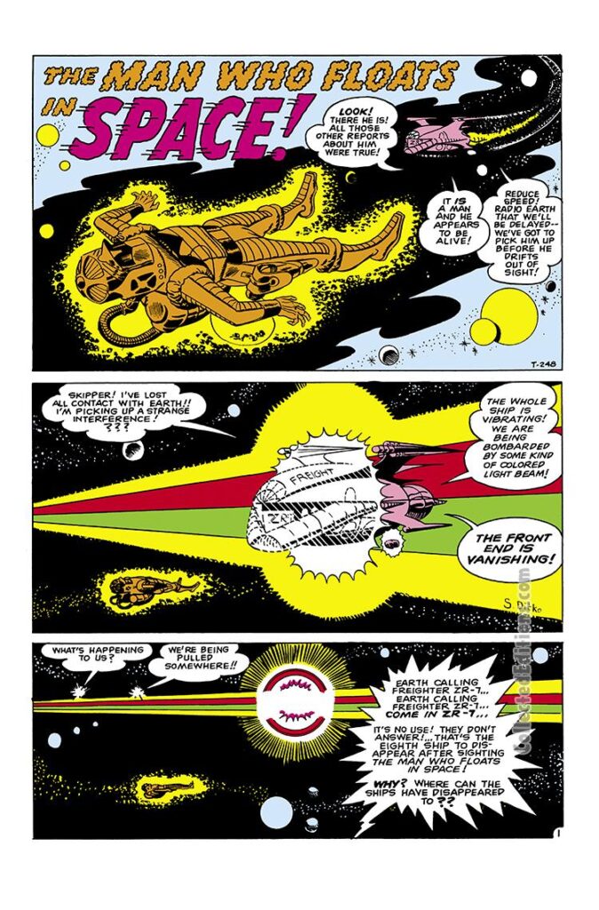 Tales to Astonish #4, pg. 21; "The Man Who Floats in Space!", sci-fi