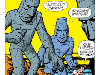 Tales to Astonish #5. "I Was Trapped by the Things on Easter Island!", pg. 1. Jack Kirby monsters
