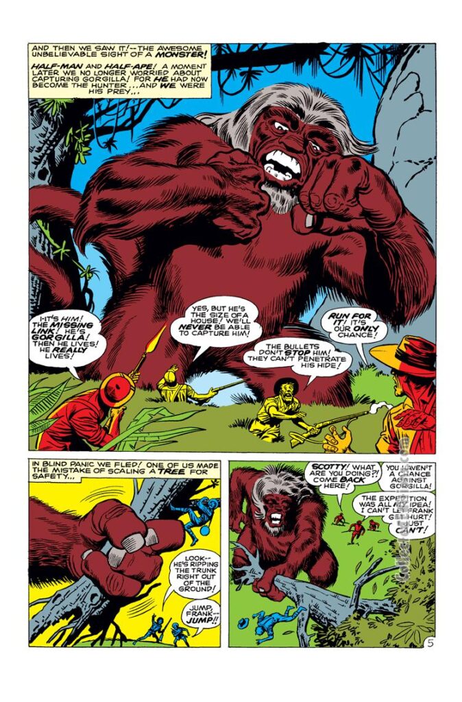 Tales to Astonish #12. "I Discovered Gorgilla! The Monster of Midnight Mountain!", pg. 5. Stan Lee Atlas Era monsters