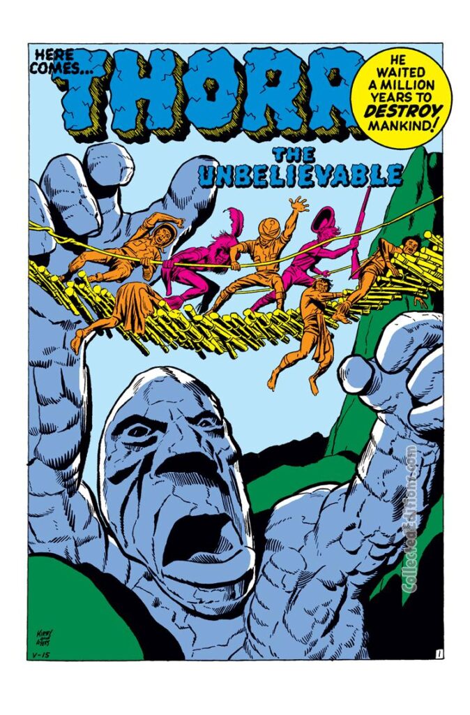 Tales to Astonish #16. "Here Comes...Thorr the Unbelievable!", pg. 1. Stan Lee Marvel Monsterbus